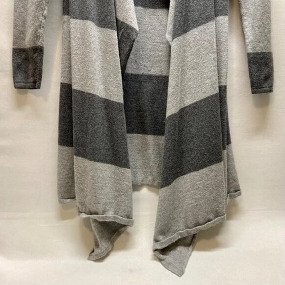 INC International Concepts Open Front Cardigan Women's Small Gray Stripe Midi - Picture 3 of 9